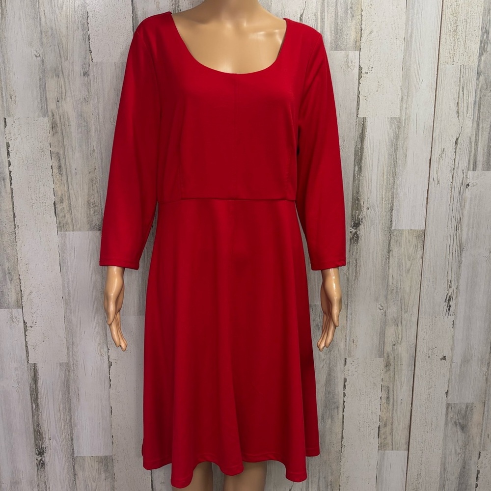 Spense Plus Size‎ Long Sleeve Red Dress